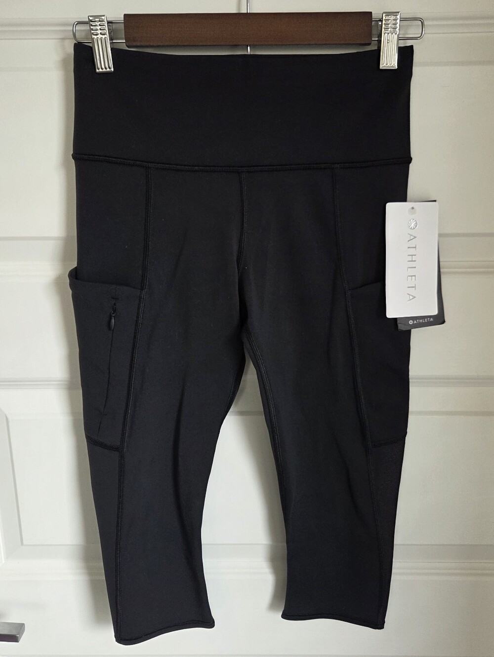 NWT Athleta Black Stretch Sculptek High Rise All In Crop Legging Pant Size XS